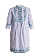Matchesfashion.com Talitha - Willow Embroidered Cotton Dress - Womens - Light Blue