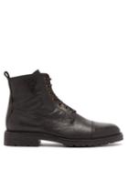 Matchesfashion.com Belstaff - Alperton Grained Leather Lace Up Boots - Mens - Black