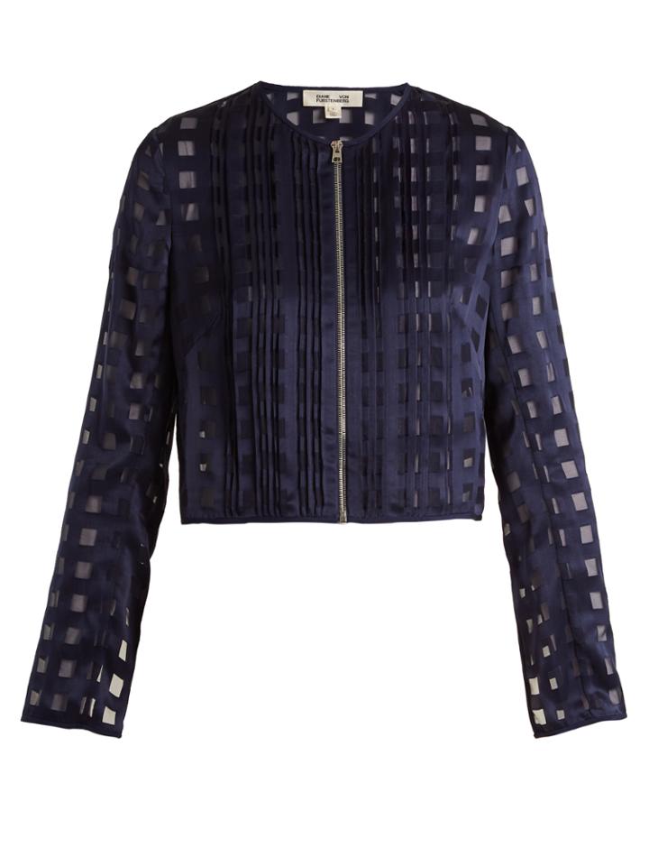 Diane Von Furstenberg Pleat-front Collarless Zip-through Jacket