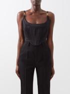Versace - Medusa Head-hardware Satin Corset Top - Womens - Black