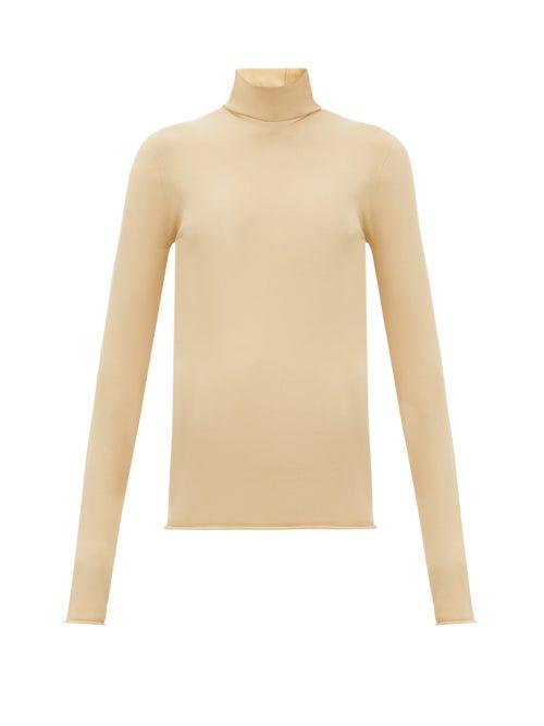 Matchesfashion.com Bottega Veneta - Roll-neck Jersey Sweater - Womens - Beige