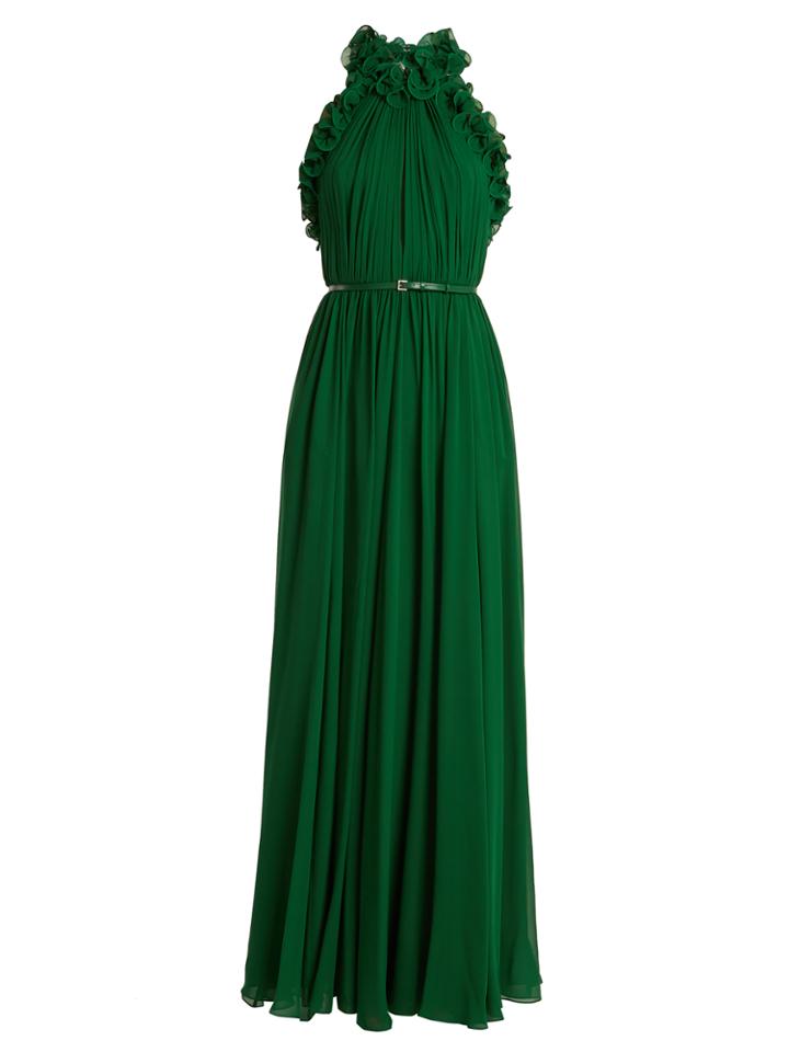 Elie Saab Gathered Halterneck Silk-georgette Gown