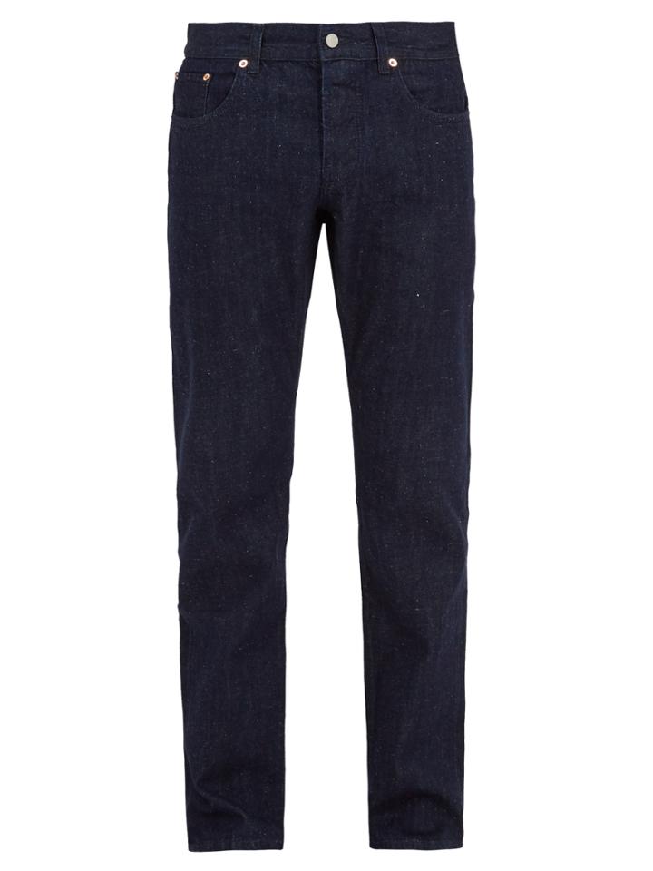 Maison Kitsuné Slim-leg Cotton-denim Melange Jeans