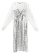 Vaquera - Layered Sequinned Cotton-jersey T-shirt Dress - Womens - Silver