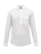 Mens Rtw Ralph Lauren Purple Label - Half-placket Cotton-oxford Shirt - Mens - White