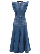 Chlo - Gored Denim A-line Skirt - Womens - Dark Denim