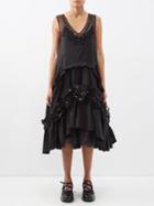 Simone Rocha - Bead-embellished Tiered Nylon Midi Dress - Womens - Black