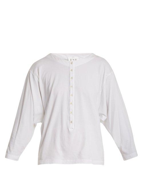 Matchesfashion.com Eve Denim - Camille Button Down Cotton Henley Top - Womens - White