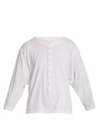 Matchesfashion.com Eve Denim - Camille Button Down Cotton Henley Top - Womens - White