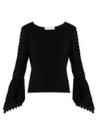 See By Chloé Round-neck Crochet-sleeve Crepe Top