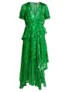 Matchesfashion.com Preen By Thornton Bregazzi - Jayma Floral Devor Silk Blend Dress - Womens - Green Multi