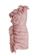 Matchesfashion.com Msgm - One Shoulder Ruffled Lace Mini Dress - Womens - Pink