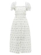 Matchesfashion.com Self-portrait - Hibiscus Guipure Lace Midi Dress - Womens - White