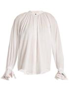 Matchesfashion.com Bliss And Mischief - Cherry Embroidered Cotton Voile Shirt - Womens - Ivory