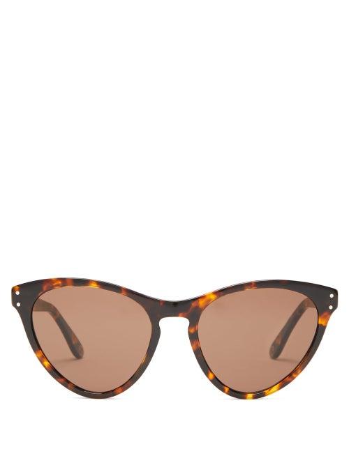 Matchesfashion.com Gucci - Logo Engraved Cat Eye Acetate Sunglasses - Womens - Tortoiseshell