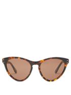 Matchesfashion.com Gucci - Logo Engraved Cat Eye Acetate Sunglasses - Womens - Tortoiseshell
