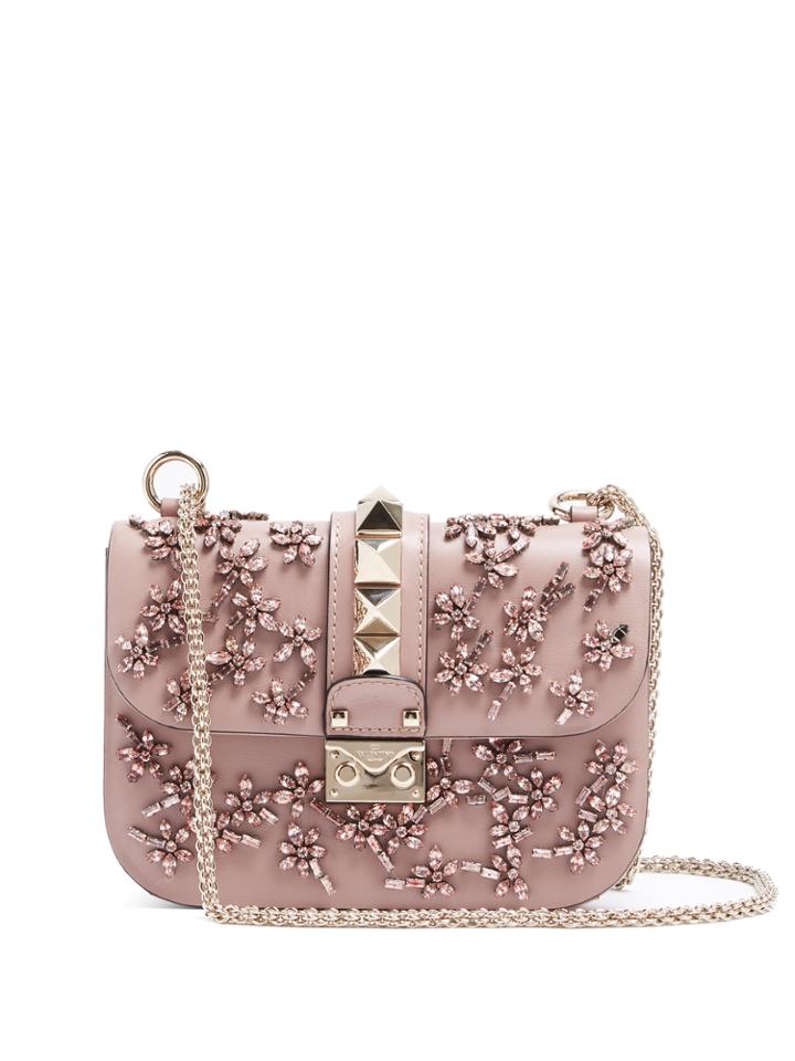 Valentino Lock Small Embellished Leather Shoulder Bag