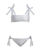 Matchesfashion.com Zimmermann - Bowie Tie Polka Dot Bandeau Bikini - Womens - Blue Multi