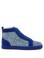 Christian Louboutin Louis Strass Embellished High-top Leather Trainers