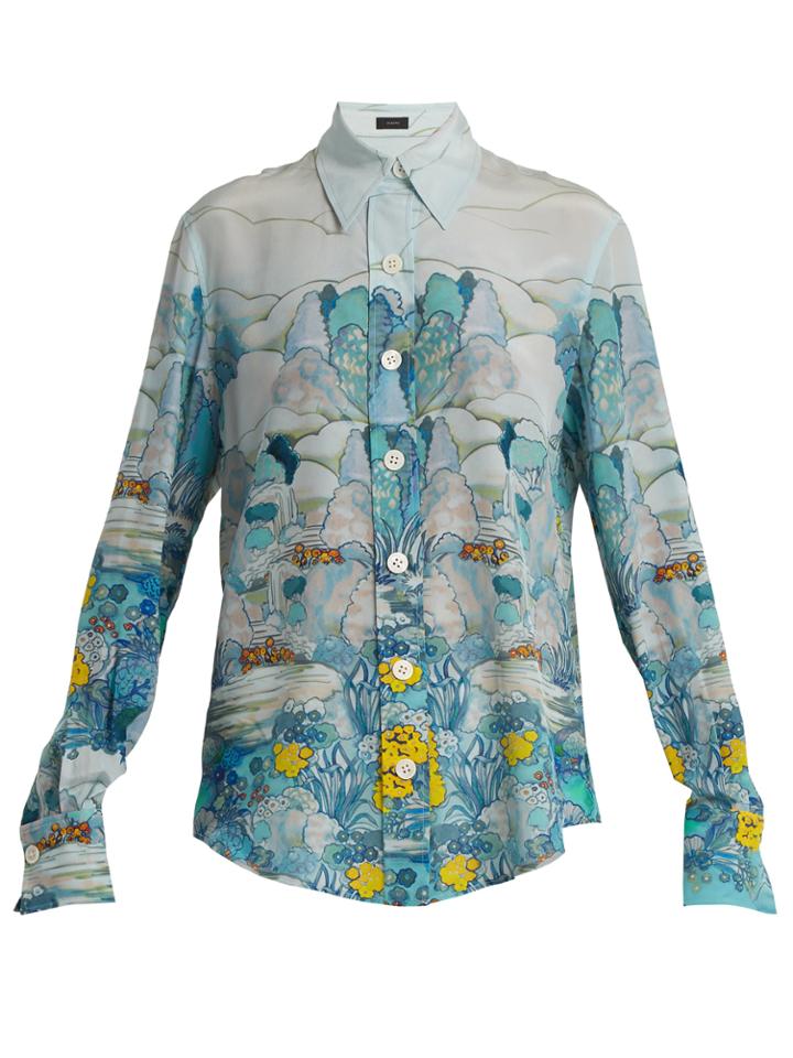 Joseph New Garcon Point-collar Landscape-print Shirt