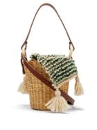 Matchesfashion.com Muu - Seau Wool And Woven Straw Bucket Bag - Womens - Green Multi