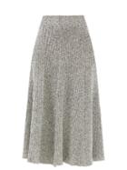 Ladies Rtw Jil Sander - High-rise Ribbed Wool Flared Skirt - Womens - Grey White