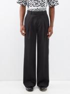 Versace - Pleated Wool-gabardine Wide-leg Trousers - Mens - Black
