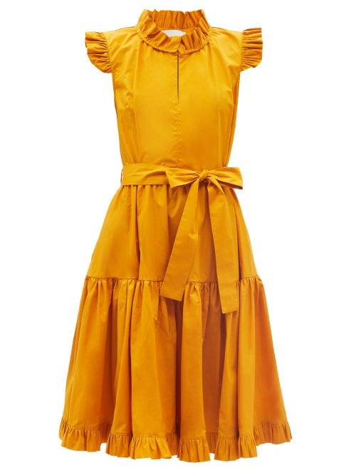 Ladies Beachwear La Doublej - Short And Sassy Ruffled Cotton-poplin Dress - Womens - Yellow