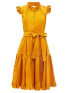 Ladies Beachwear La Doublej - Short And Sassy Ruffled Cotton-poplin Dress - Womens - Yellow