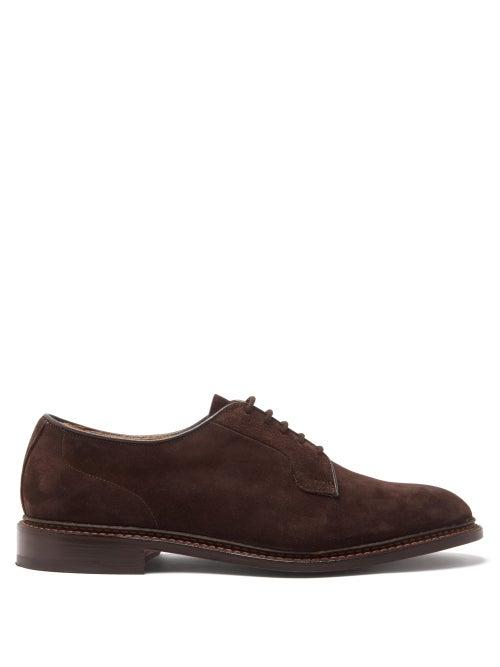 Matchesfashion.com Tricker's - Robert Suede Derby Shoes - Mens - Dark Brown