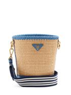 Prada Leather-trimmed Woven-raffia Bucket Bag