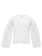 Matchesfashion.com Noir Kei Ninomiya - Tulle-panelled Cotton-jersey Top - Womens - White