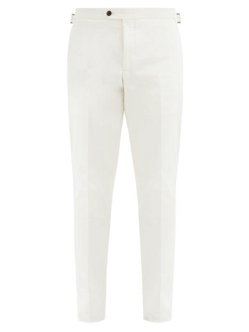 Matchesfashion.com Thom Sweeney - Pressed-crease Cotton-gabardine Tapered Trousers - Mens - White