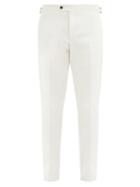 Matchesfashion.com Thom Sweeney - Pressed-crease Cotton-gabardine Tapered Trousers - Mens - White