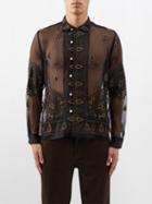 Bode - Embroidered Beaded-paisley Sheer Voile Shirt - Mens - Black