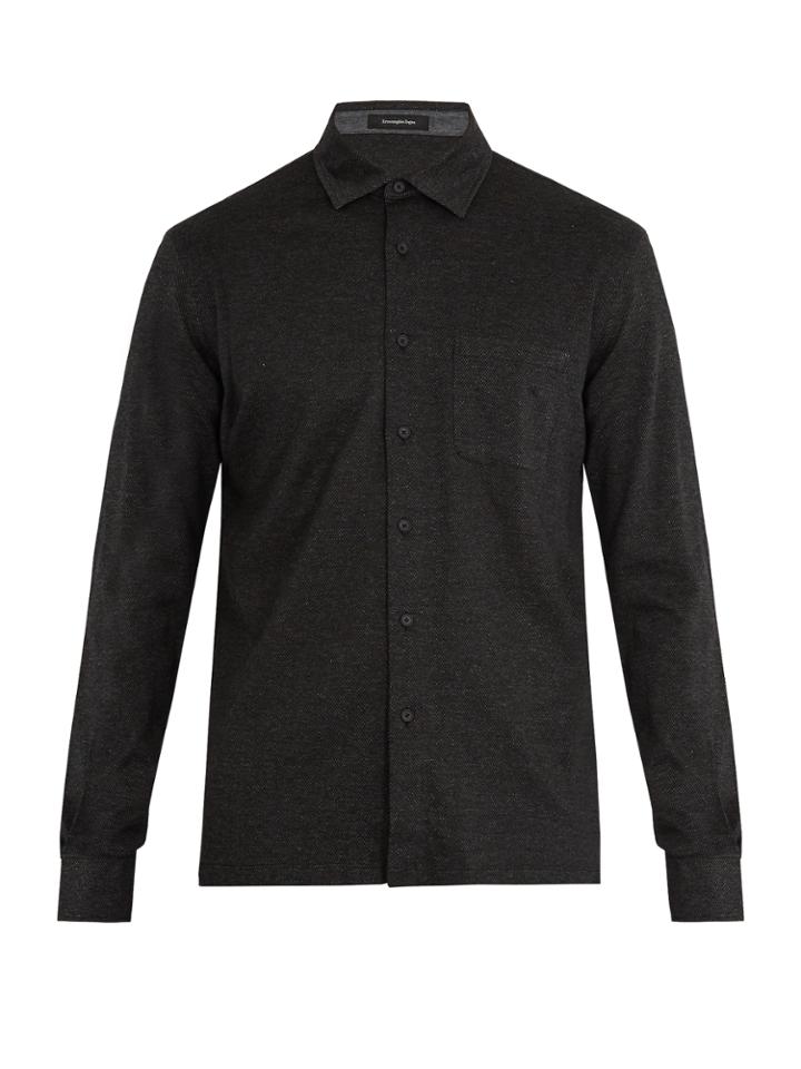 Ermenegildo Zegna Long-sleeved Cotton-jersey Polo Shirt