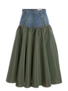 Alexander Mcqueen - Denim-waist Faille Midi Skirt - Womens - Khaki