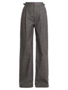 Matchesfashion.com Attico - Caterina Wide Leg Checked Cotton Trousers - Womens - Grey Multi