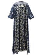 Biyan - Grandea Floral-lam Chiffon Maxi Dress - Womens - Navy