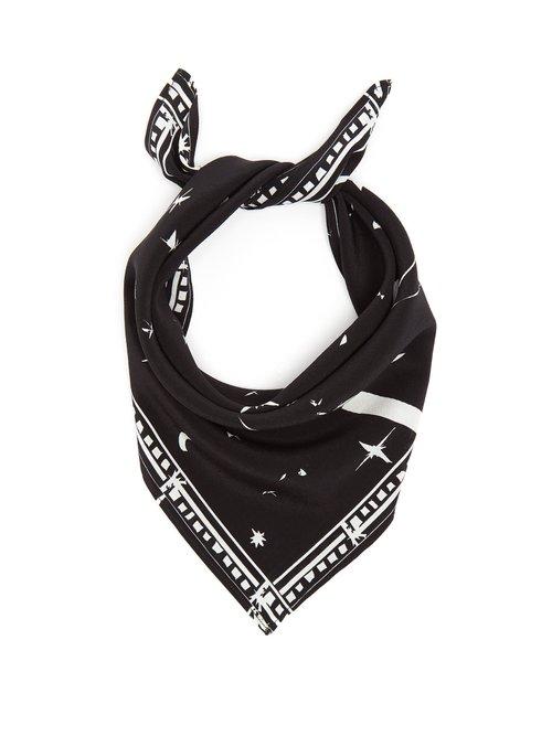 Matchesfashion.com Rockins - Cosmic Dancer Print Bandana Silk Scarf - Womens - Black