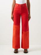 Ganni - Contrast-cuff Wide-leg Jeans - Womens - Orange