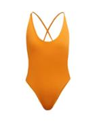 Matchesfashion.com Dos Gardenias - Vicious Cross Over Back Swimsuit - Womens - Orange