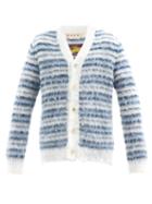 Marni - Striped Mohair-blend Cardigan - Mens - Blue White