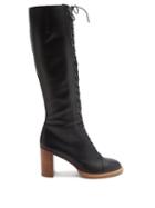 Matchesfashion.com Gabriela Hearst - Pat Lace-up Knee-high Leather Boots - Womens - Black
