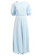 Matchesfashion.com Goat - Hannah Belted Crepe Maxi Dress - Womens - Light Blue