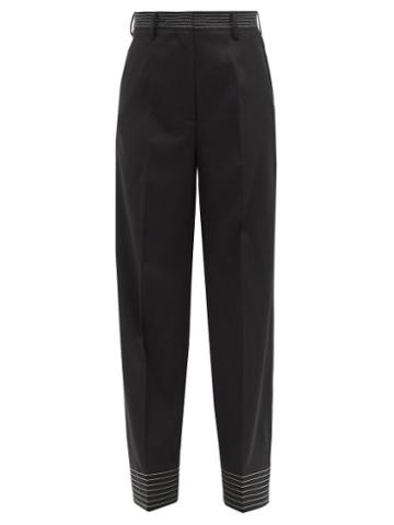 Ladies Rtw Mm6 Maison Margiela - Topstitched Gabardine Suit Trousers - Womens - Black