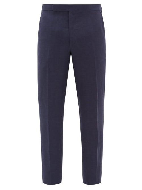 Matchesfashion.com Ralph Lauren Purple Label - Slim-leg Silk-blend Tailored Trousers - Mens - Navy