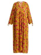 Matchesfashion.com Rhode Resort - Bianca V Neck Tie Detail Kaftan - Womens - Pink Multi