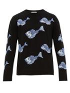 Matchesfashion.com Valentino - Koi Pond Jacquard Wool Blend Sweater - Mens - Black Multi