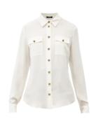 Matchesfashion.com Balmain - Buttoned Silk-georgette Shirt - Womens - White